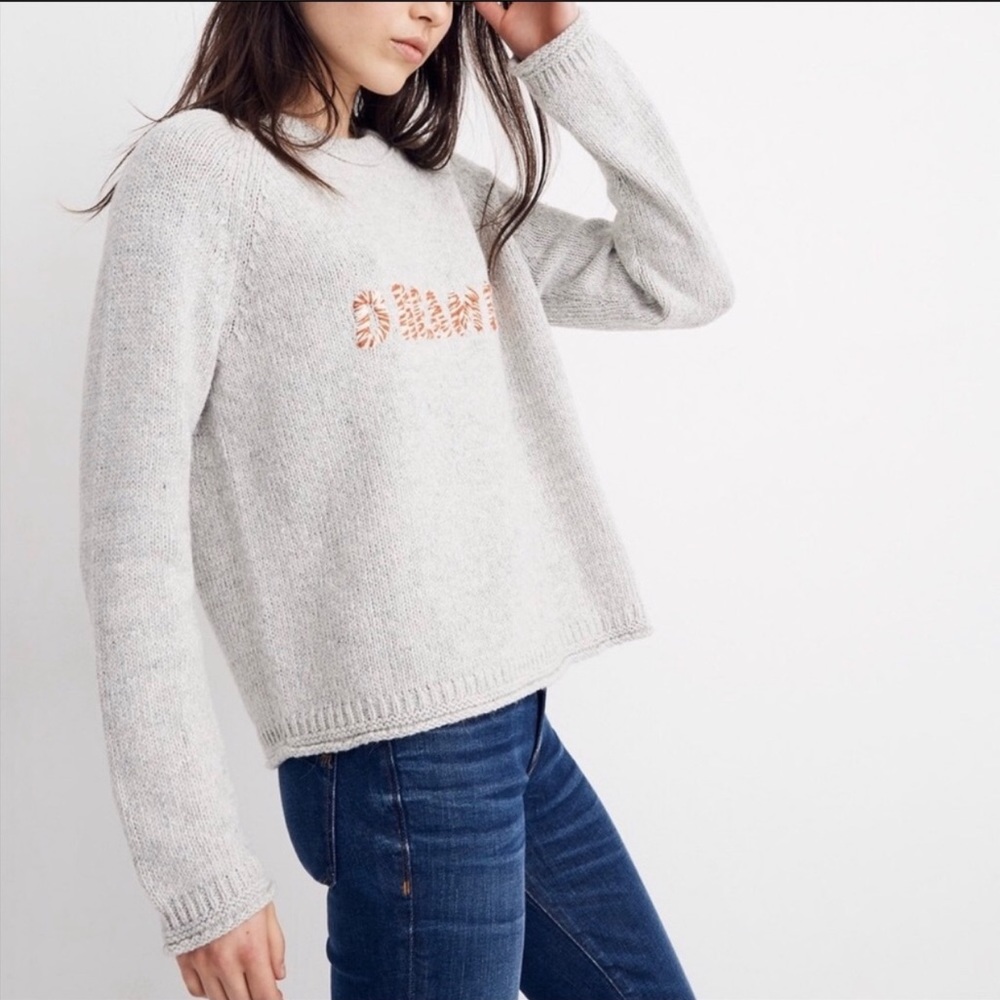 Madewell grey ‘Dreamer’ embroidered sweater - sz S